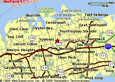 Map of central Long Island by MapQuest.